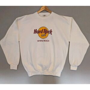 VTG Hard Rock Cafe Myrtle Beach Sweatshirt Size XL White Crewneck Made USA 90s
